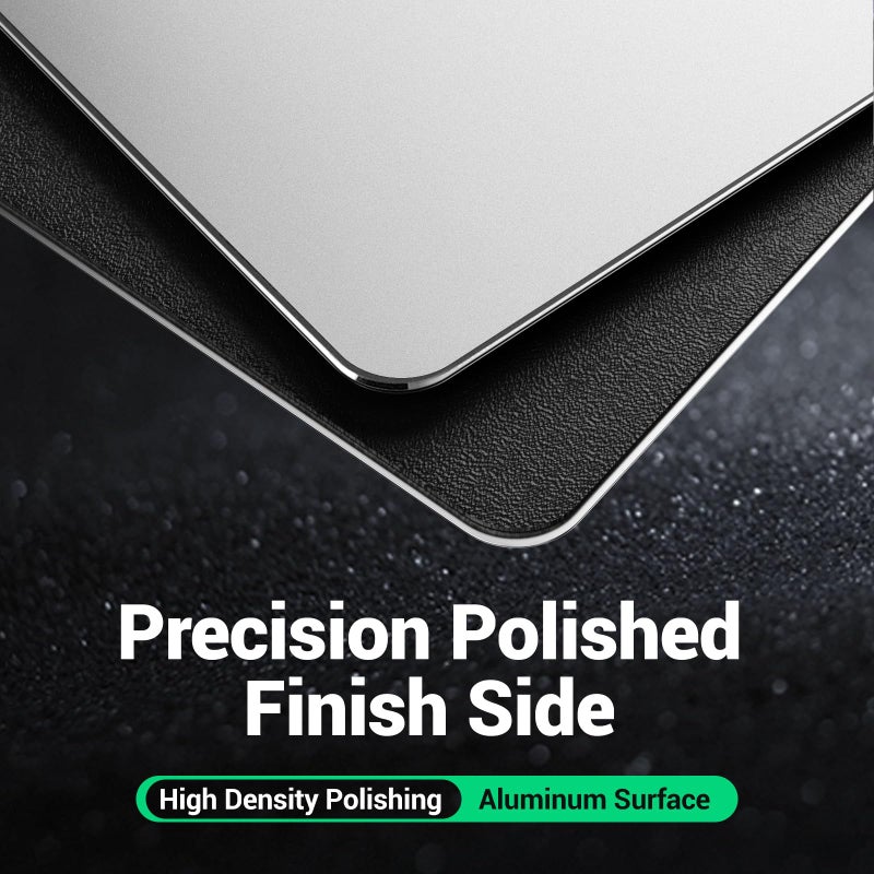 HONKID Hard Metal Mouse Pad for Desk, Aesthetic Rigid Mouse Pad for Magic Mouse and Pro/Air with Stable Rubber Base, Aluminum Mousepad for Travel and Home Office (Silver) - Image 2